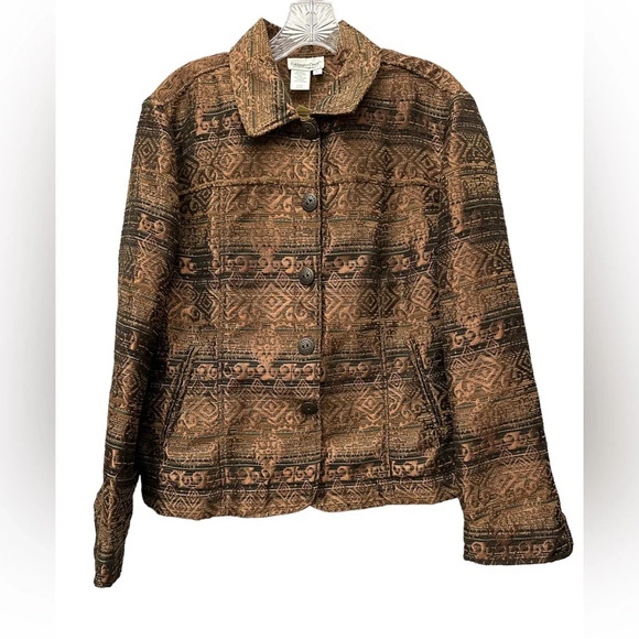 Coldwater Creek Jacquard Tapestry Jacket Size Large Rust Gold NWT - Picture 1 of 4